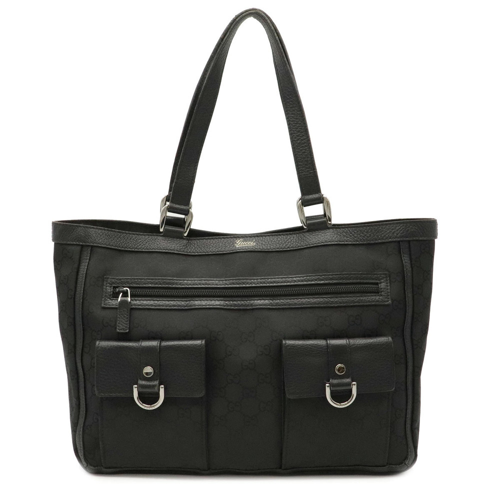 Gucci GG Tote Bag Shoulder Canvas Leather Black